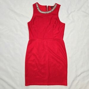 NWOT Midnight Doll Red Sheath Dress Jewel Neckline - 5